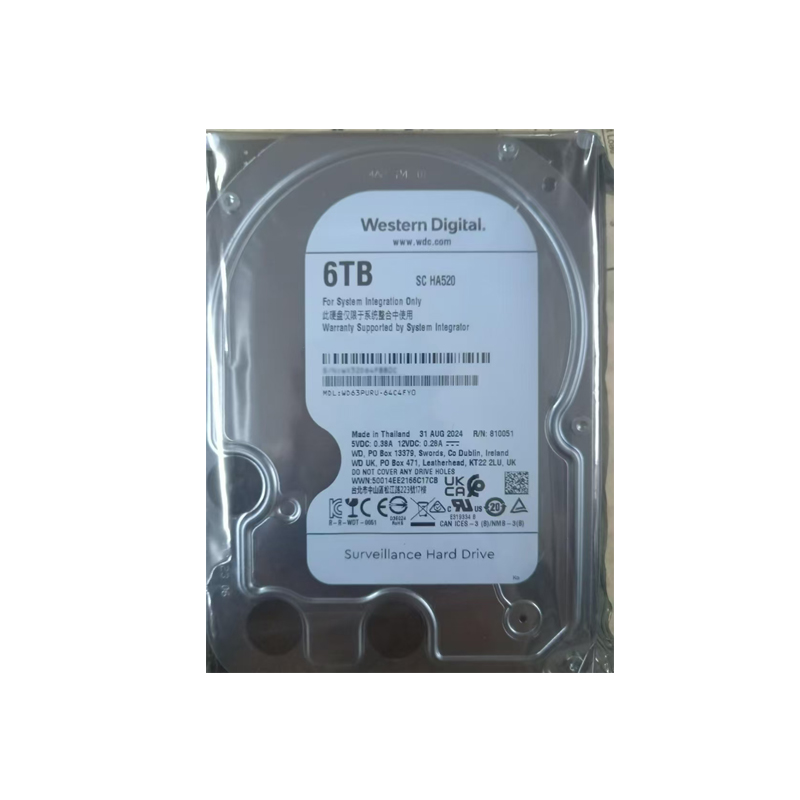 西数 6TB 监控级硬盘，白标 WD63PURU
