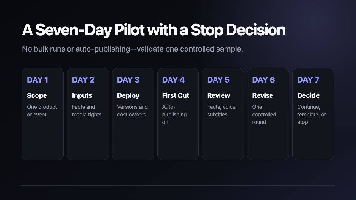 A seven-day business pilot technical diagram