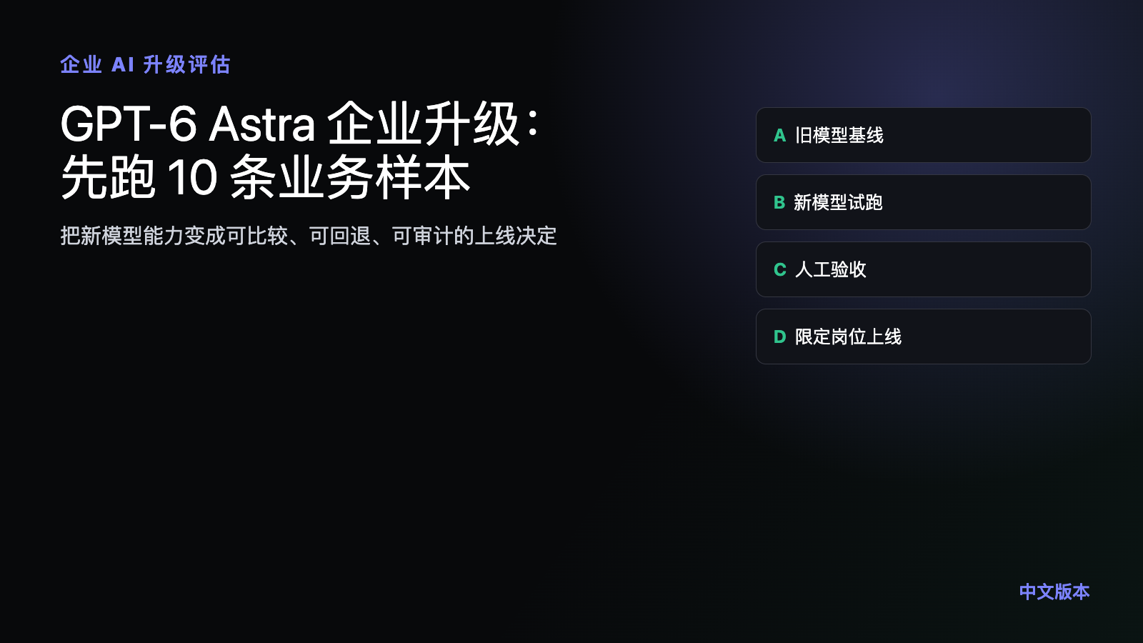 GPT-6 Astra 企业升级评估:先跑 10 条业务样本技术文章配图