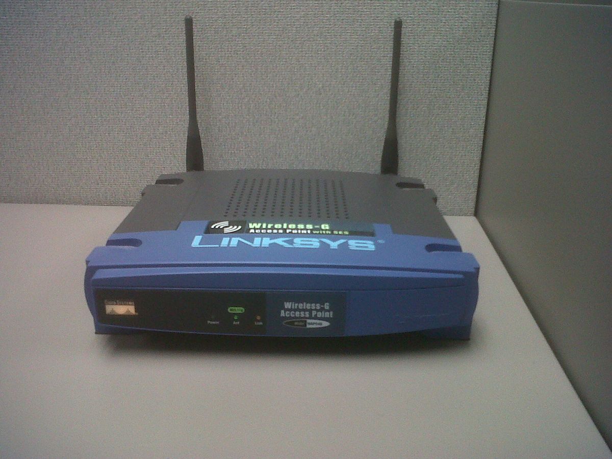 Wikimedia Commons wireless access point photograph showing AP equipment and placement