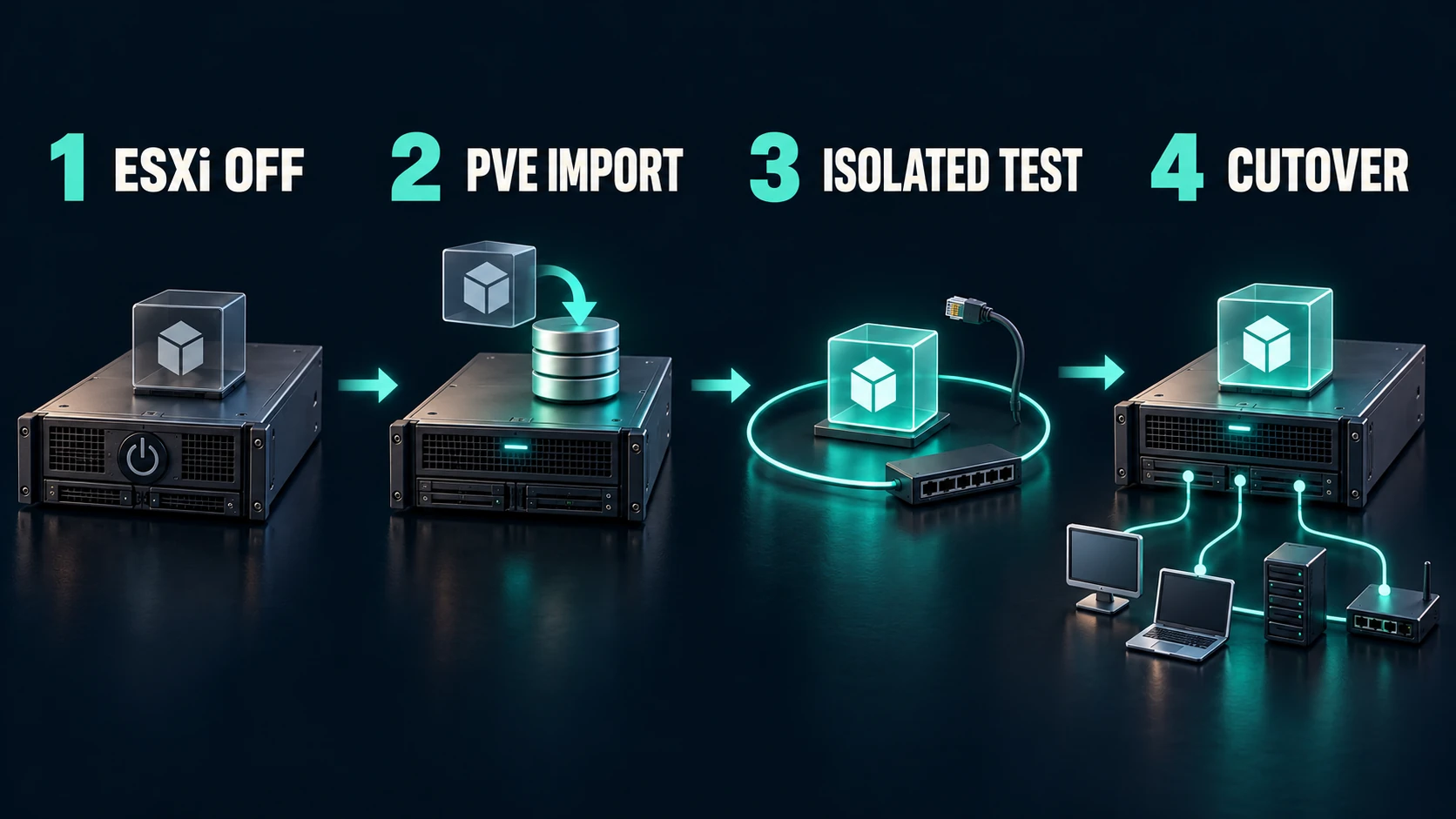 VMware 虚拟机停机导入到 PVE 后先在隔离网络验收,再切换业务